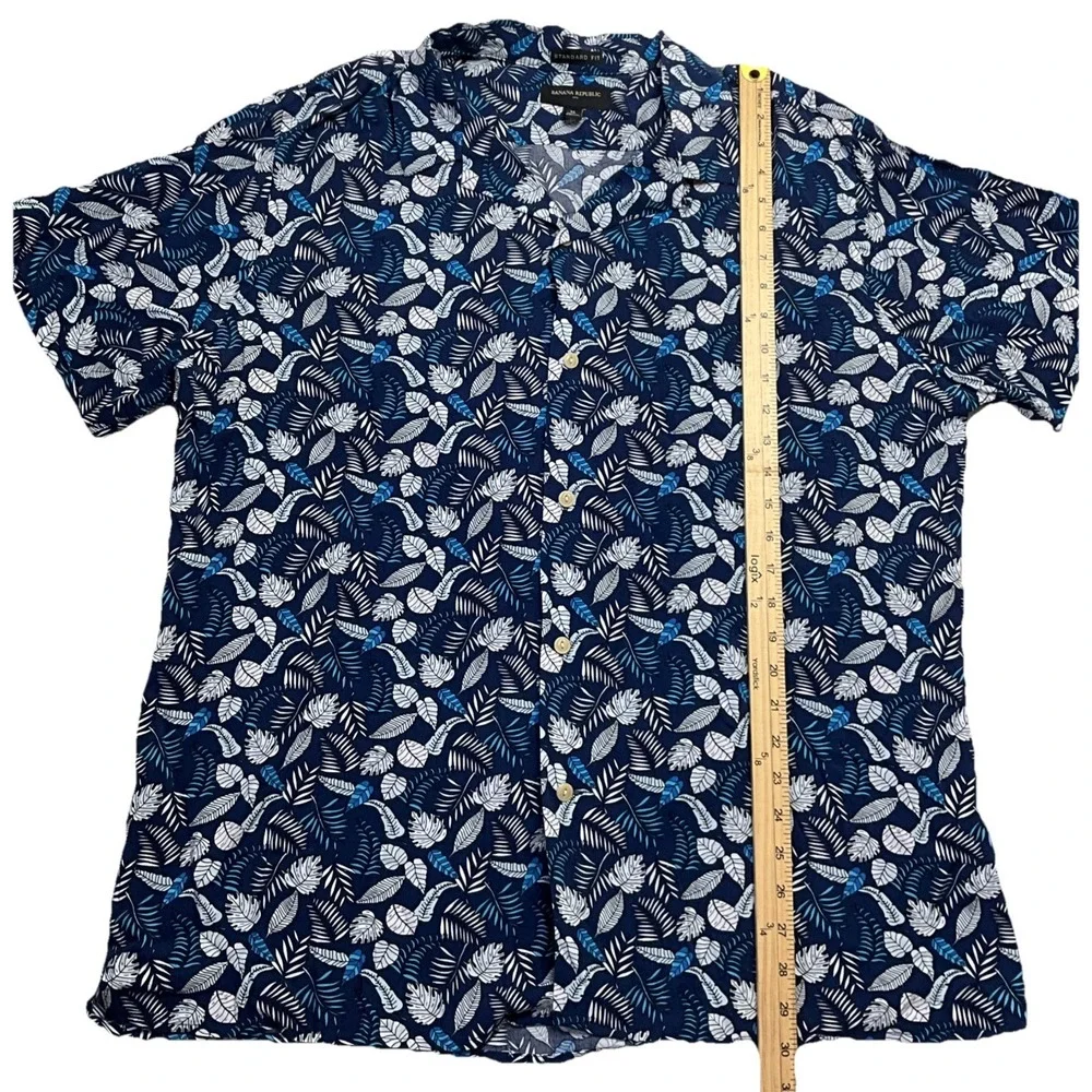 Banana Republic Men's Blue Full Button Up Short Sleeve Shirt Size XL